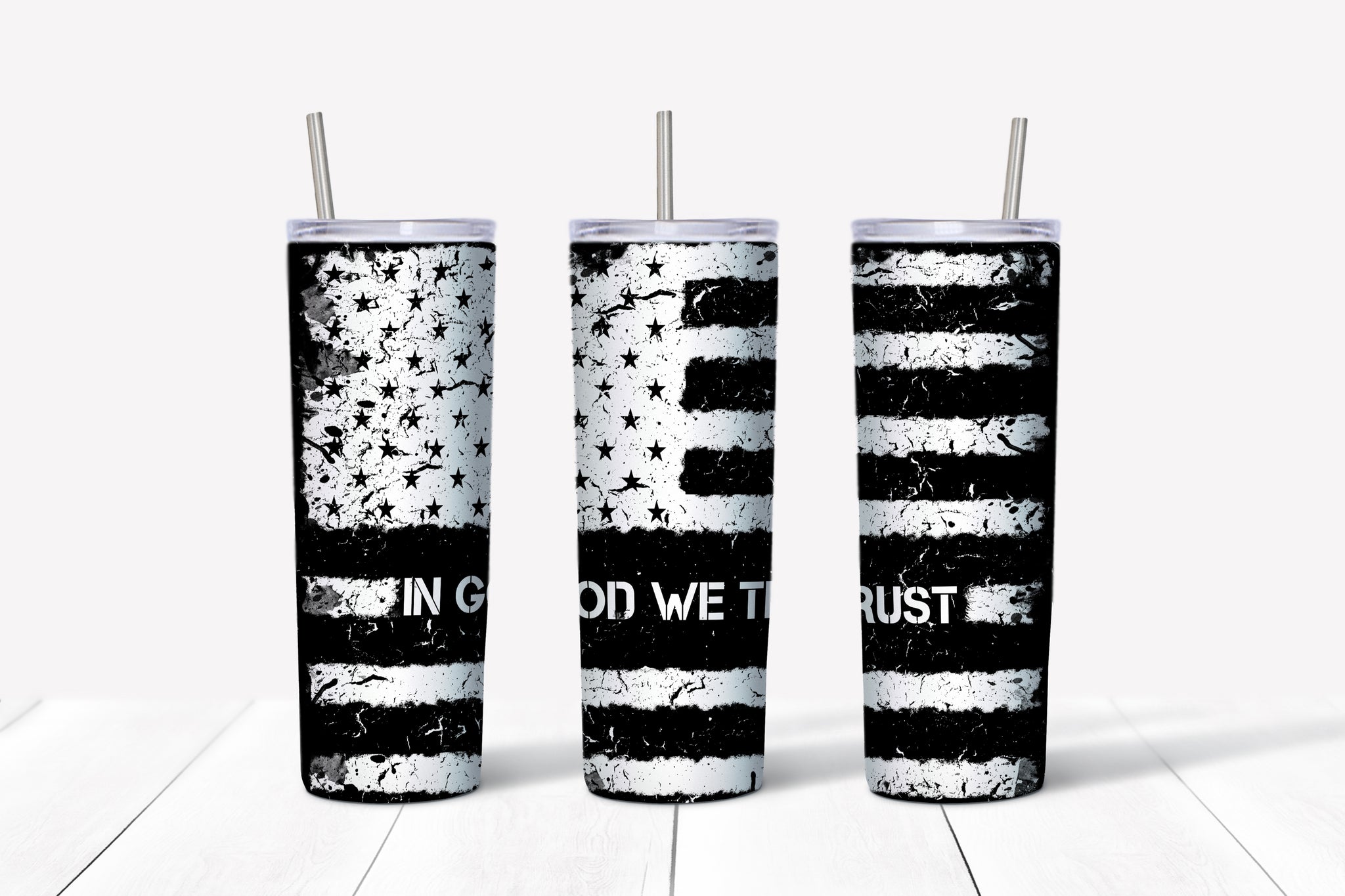 American Flag Distressed - In God We Trust Tumbler