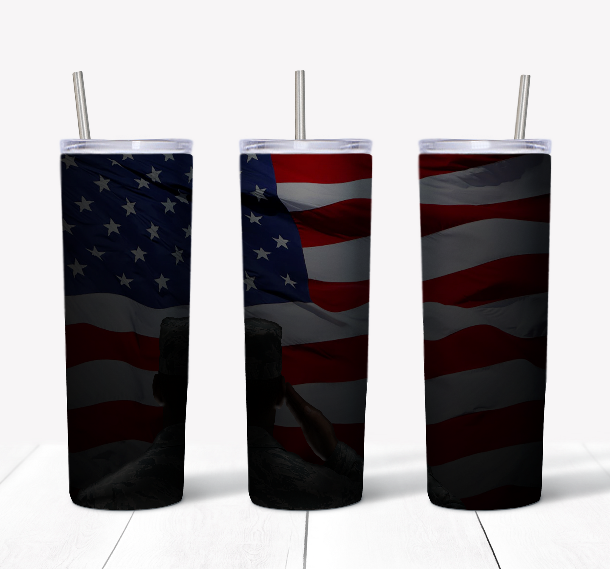 American Flag Salute Man 20oz Tumbler