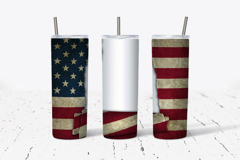 American Flag Torn 20oz Tumbler