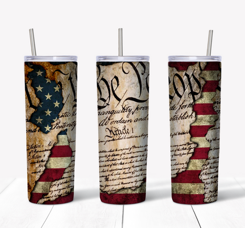 Burned We The People American Flag 20oz Tumbler