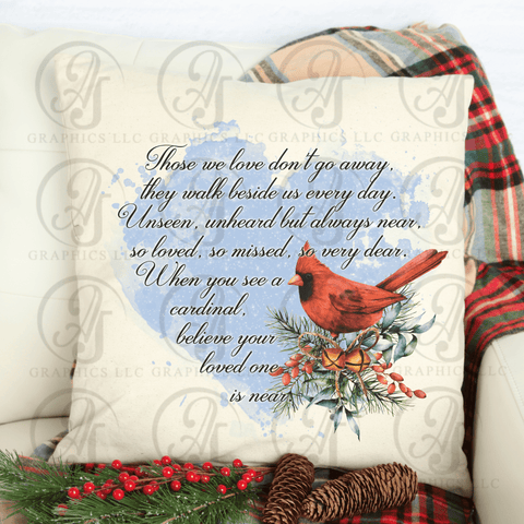 Christmas Cardinal Memorial Poem Pillow