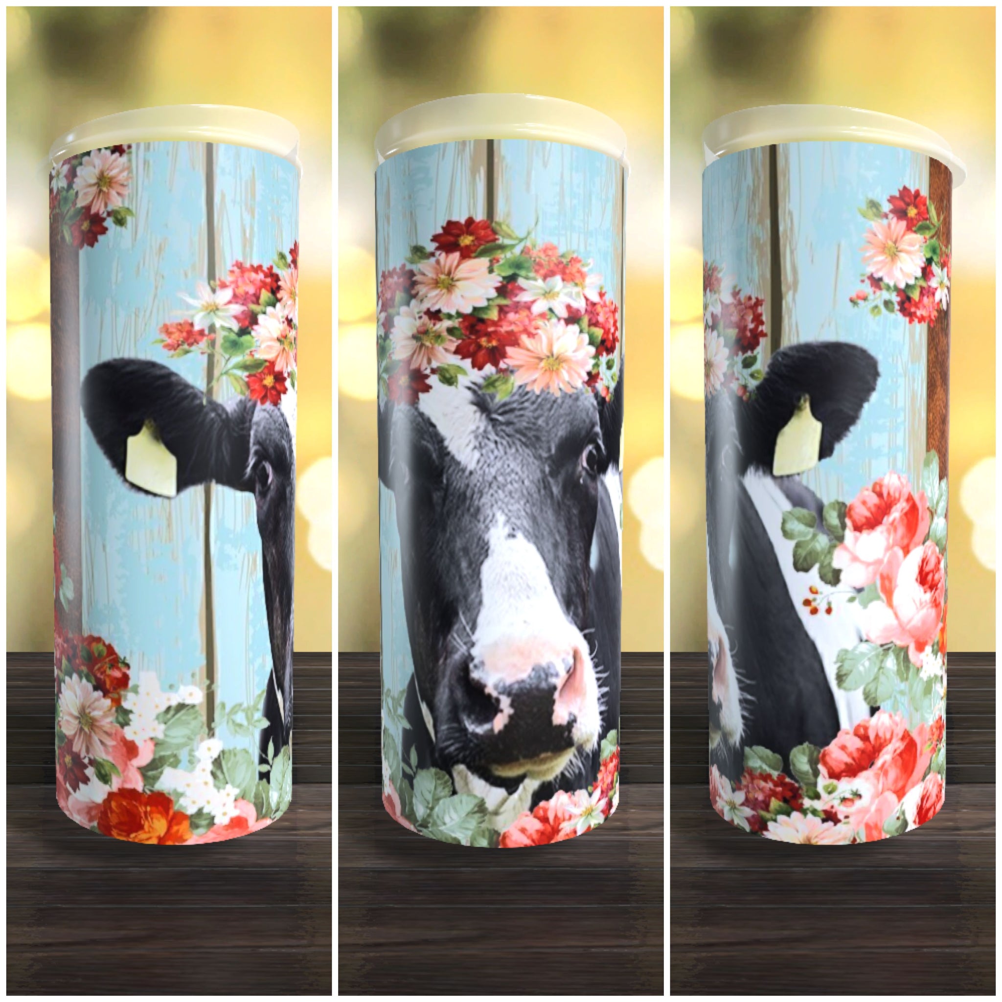 Cow with Flowers 20oz Tumbler