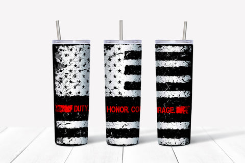Distressed American Flag - Duty Honor Courage 20oz Tumbler