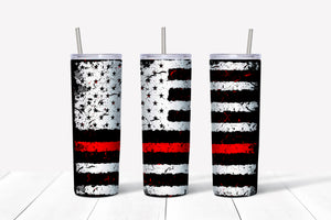 Distressed American Flag - Thin Red Line 20oz Tumbler