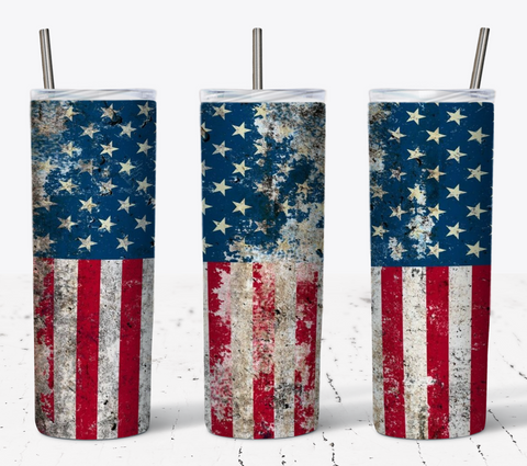 Distressed Rust American Flag 20oz Tumbler