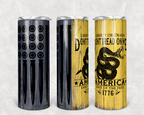 Don't Tread On Me Bullet Flag 20oz Tumbler