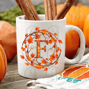 Fall Wreath Monogram Coffee Mug