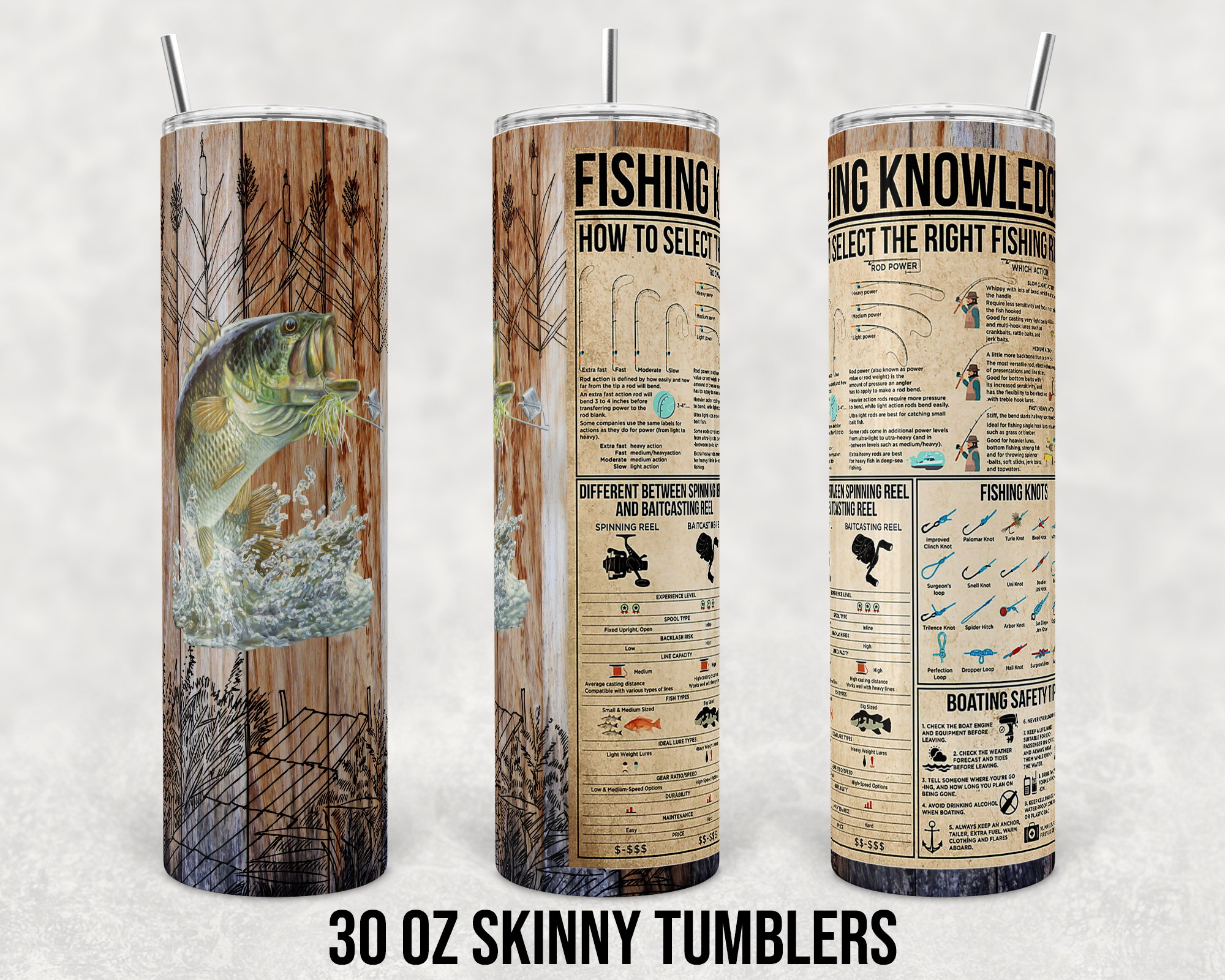 Fishing Knowledge Wood 20oz Tumbler