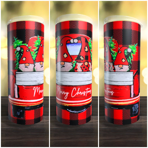 Merry Christmas Gnomes in Red Truck 20oz Tumbler