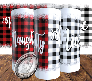 Naughty and Nice Buffalo Plaid 20oz Tumbler