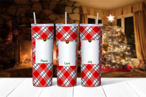 Peace Love Joy Plaid Collage 20oz Tumbler