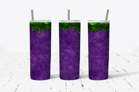 Purple Glitter Green Drip Tumbler