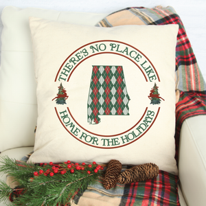 There's No Place Like Home For The Holidays State Red and Green Knit Sweater State Pillow