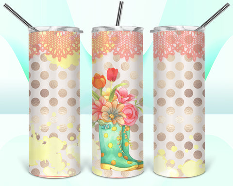 Rain Boot Flowers 20oz Tumbler