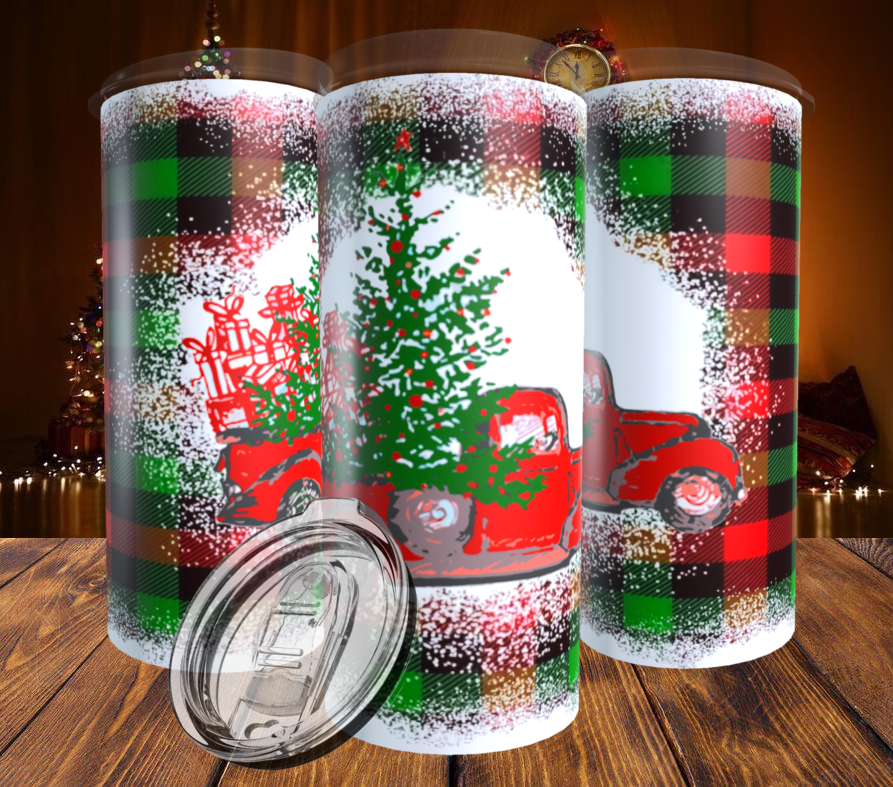 Red Truck Green and Red Flannel 20oz Tumbler