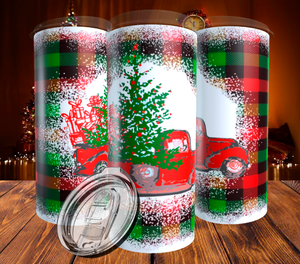 Red Truck Green and Red Flannel 20oz Tumbler