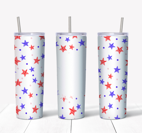 Red White and Blue Stars - Bleach Rectangle 20oz Tumbler