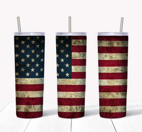 Slightly Distressed American Flag 20oz Tumbler