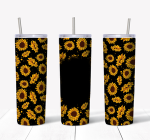 Sunflower Pattern with Blank Spot - Black 20oz Tumbler