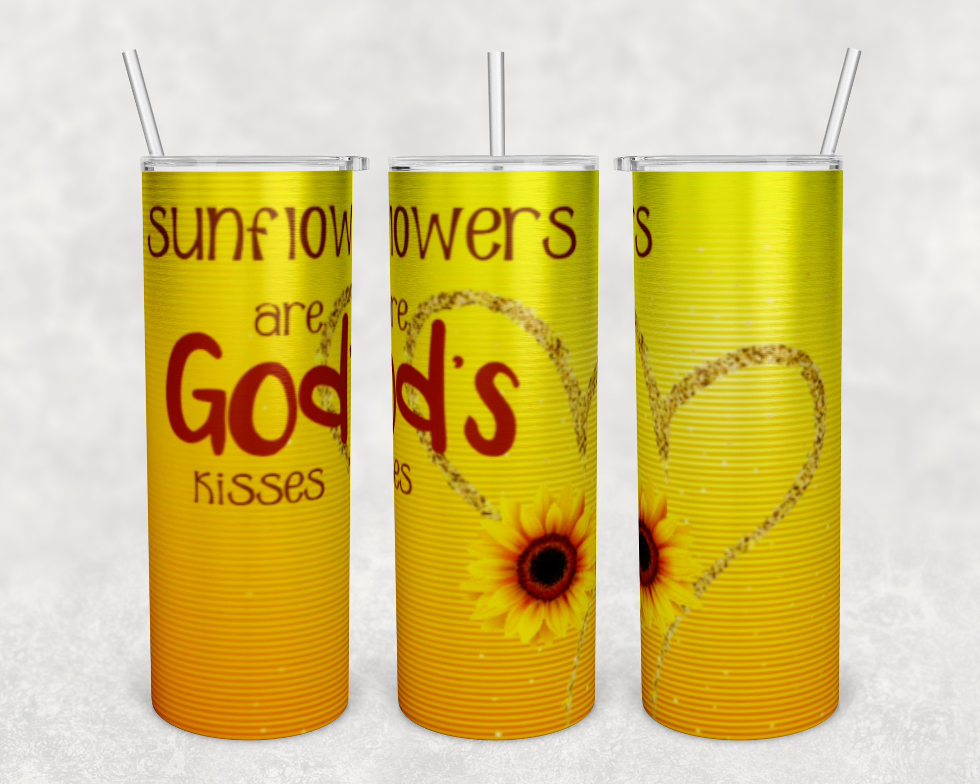 Sunflowers and Gods Kisses Yellow 20oz Tumbler