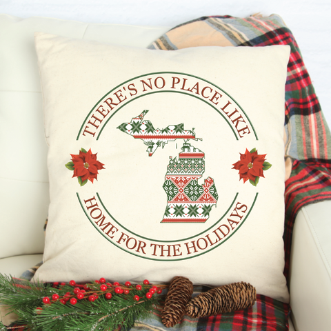 There's No Place Like Home For The Holidays State Christmas Plaid State Pillow