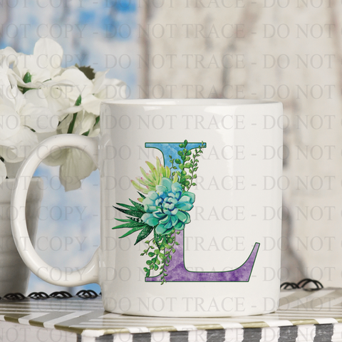 Watercolor Succulent Monogram Coffee Mug