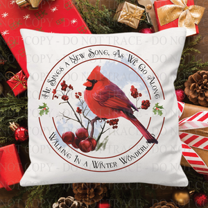 Winter Wonderland Cardinal Song Pillow
