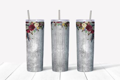 White Wood and Flowers 20oz Tumbler