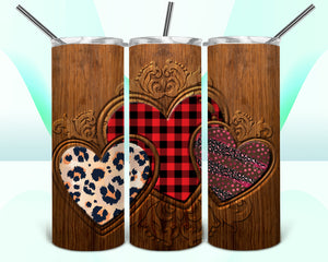 Wood Design with Hearts 20oz Tumbler