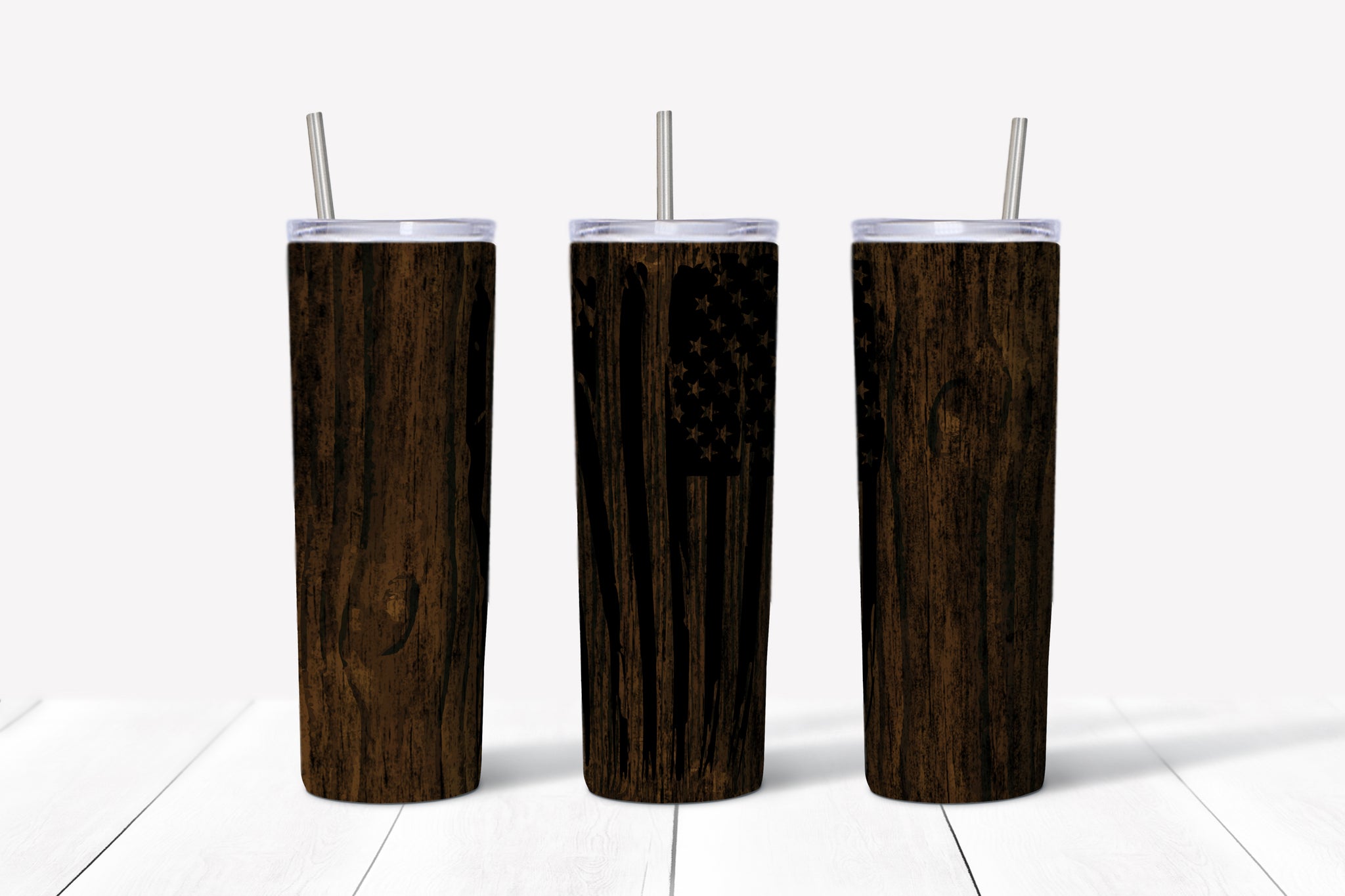 Wood Grain - Distressed American Flag Tumbler
