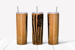 Wood Grain - Light - Distressed American Flag Tumbler
