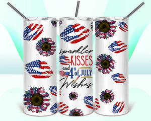 Sparkler Kisses and 4th of July Wishes 20oz Tumbler